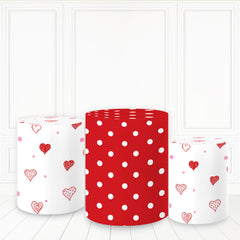 Lofaris Spot And Heart Plinth Cover Red White Cake Table