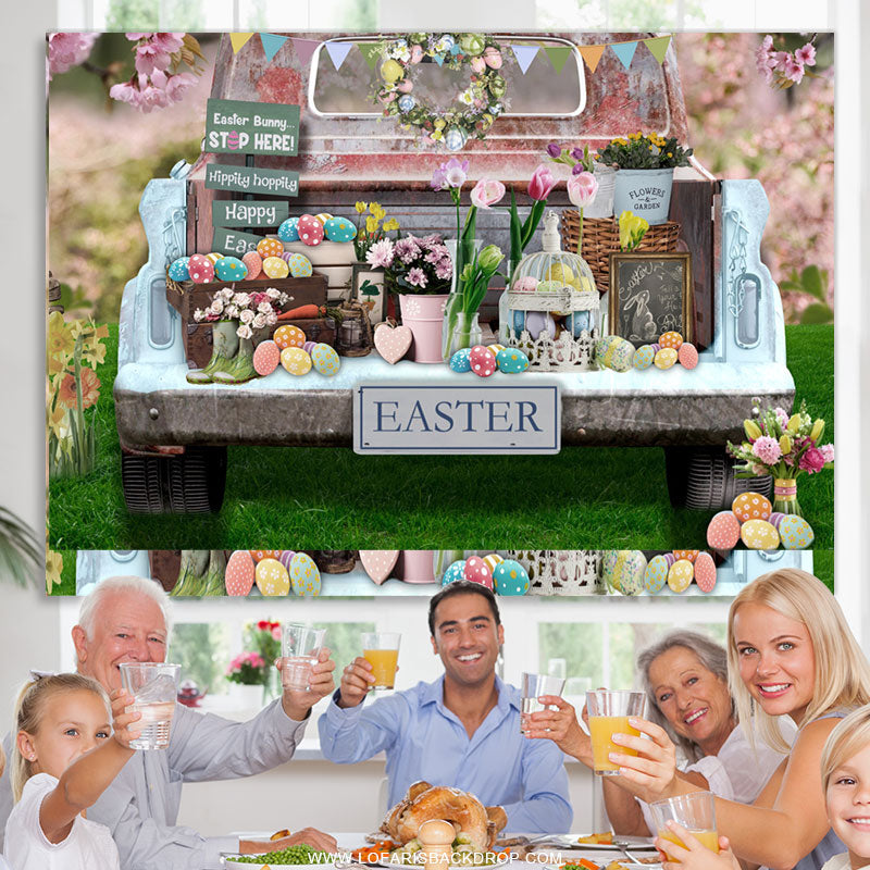 Lofaris Spring Easter Backdrop For Car Full of Colorful Eggs