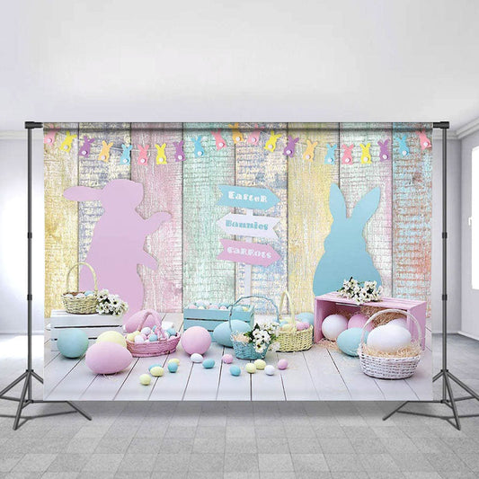 Lofaris Spring Easter Backdrop For Colored Eggs Happy Bunny Rabbit