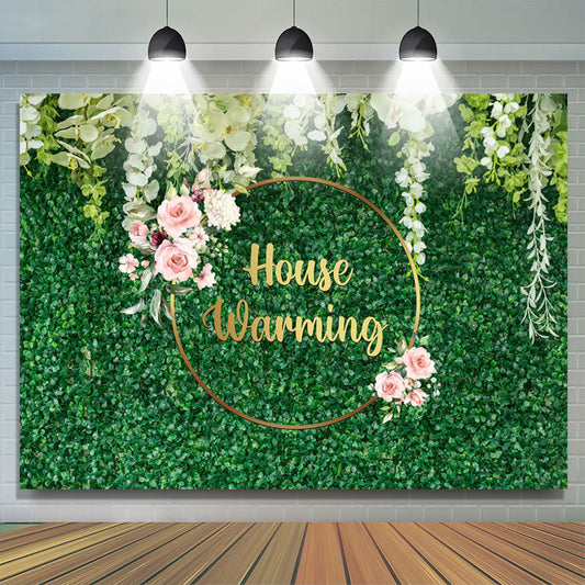 Lofaris Spring Greeny Grass Floral House Warming Party Backdrop