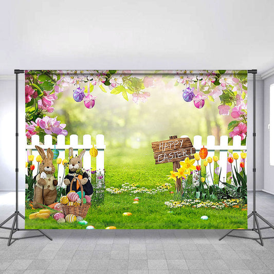 Lofaris Spring Holiday Floral Garden Happy Easter Backdrop