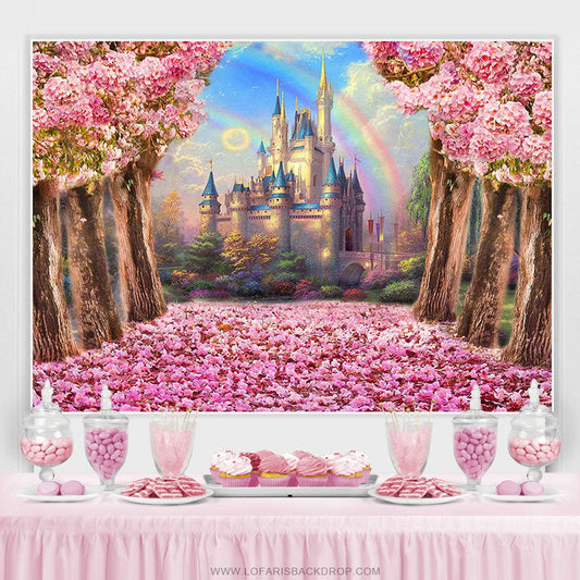 Lofaris Spring Pink Sakura Flowers Birthday Party Backdrop
