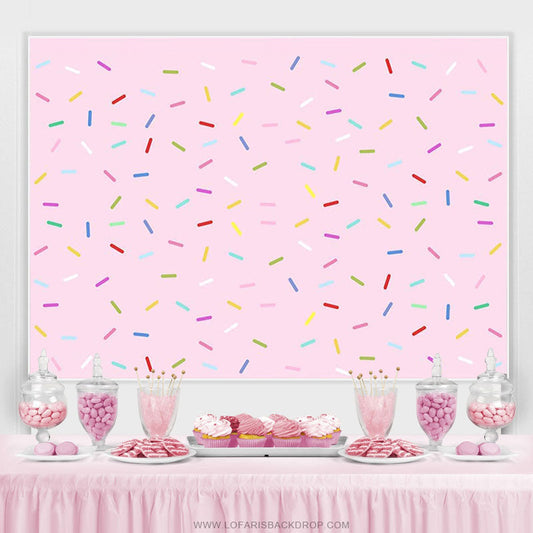 Lofaris Sprinkles Donut Pink Girl Baby Shower Banner Backdrop