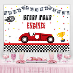 Lofaris Srart Your Engines Car Themed Happy Birthday Backdrop