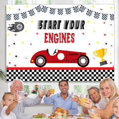 Lofaris Srart Your Engines Car Themed Happy Birthday Backdrop