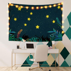 Lofaris Star Glitter Night Galaxy Forest Landscape Custom Tapestry