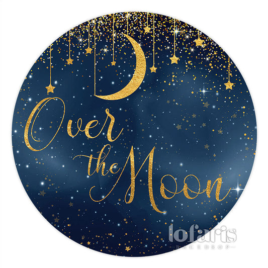 Lofaris Starry Night Golden Star Over The Moon Circle Backdrop