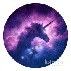 Lofaris Starry Night Shiny Unicorn Round Birthday Backdrop
