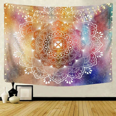 Lofaris Starry Sky Colored Flowers Bohemian Mandala Wall Tapestry