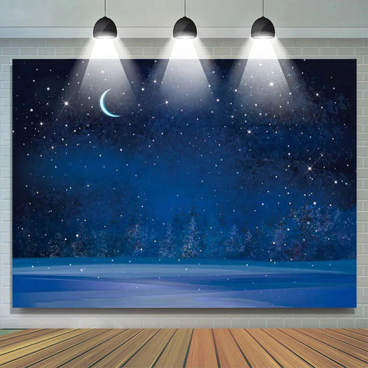 Lofaris Starry Sky Moon Forest Happy Birthday Backdrop