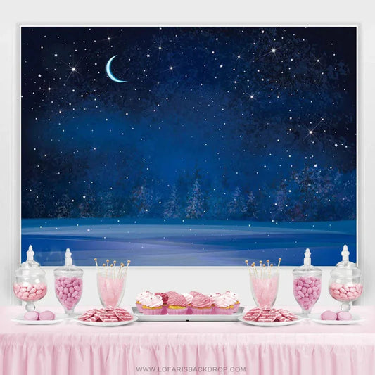 Lofaris Starry Sky Moon Forest Happy Birthday Backdrop
