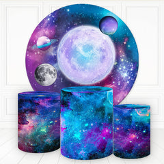 Lofaris Starry Theme Universe Galaxy Round Birthday Backdrop Kit