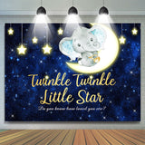 Load image into Gallery viewer, Lofaris Stars and Moon Dark Blue Elephent Baby Shower Backdrop