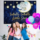 Load image into Gallery viewer, Lofaris Stars and Moon Dark Blue Elephent Baby Shower Backdrop