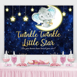 Load image into Gallery viewer, Lofaris Stars and Moon Dark Blue Elephent Baby Shower Backdrop