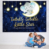 Load image into Gallery viewer, Lofaris Stars and Moon Dark Blue Elephent Baby Shower Backdrop