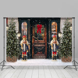 Load image into Gallery viewer, Lofaris Statue Soldier Green Tree Winter Backdrop For Party