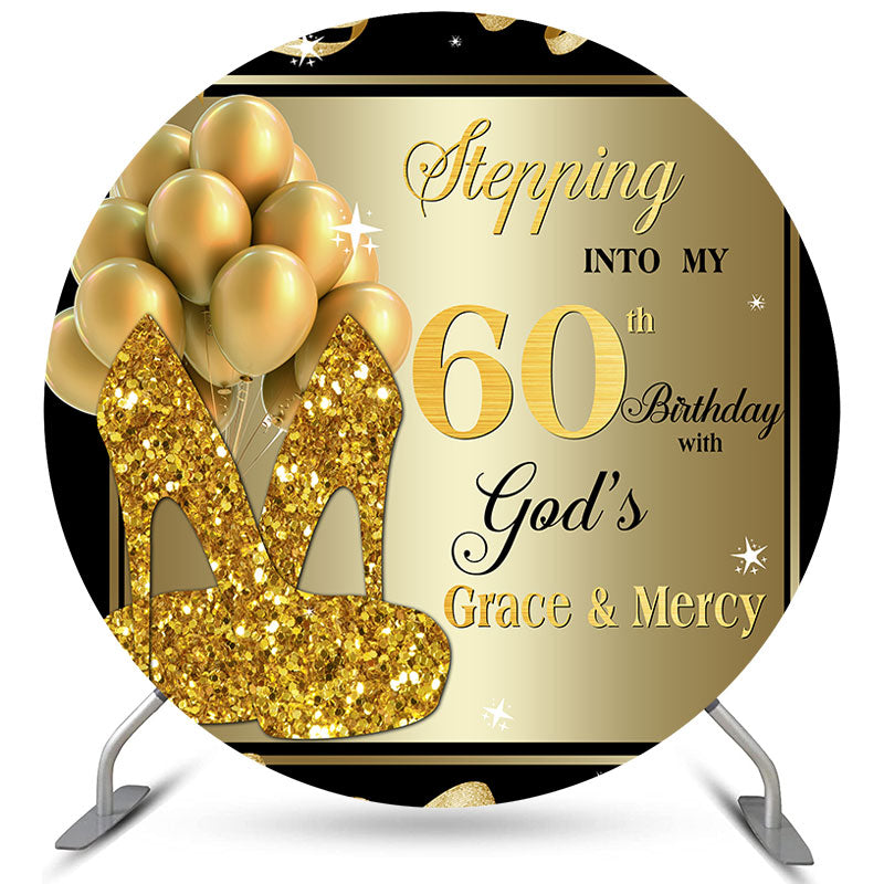 Lofaris Step Into My 60Th Birthday Grace Mercy Round Backdrop