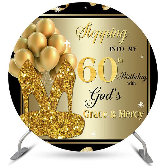 Lofaris Step Into My 60Th Birthday Grace Mercy Round Backdrop