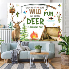 Lofaris Stop On By For Some Wild Little Deer 1st Birthday Backdrop