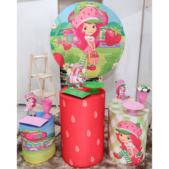Lofaris Strawberry Circle Happy Birthday Backdrop Kit For Girl