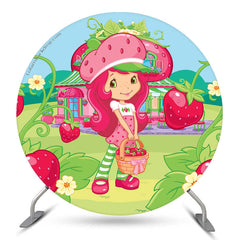 Lofaris Strawberry Circle Happy Birthday Backdrop Kit For Girl