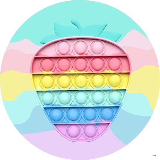 Lofaris Strawberry Pop It Cute Round Backdrops for Girls