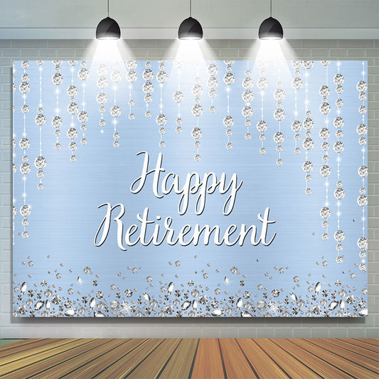 Lofaris Strings Diamond Glitter Blue Happy Retirement Backdrop