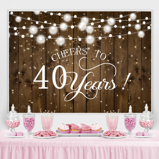 Lofaris Stripe Wood Cheers To 40 Years Happy Birthday Backdorp