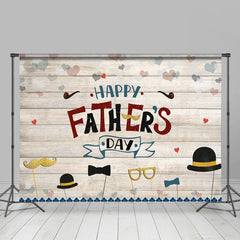 Lofaris Stripe Wooden Hat Heart Happy Fathers Day Backdrop