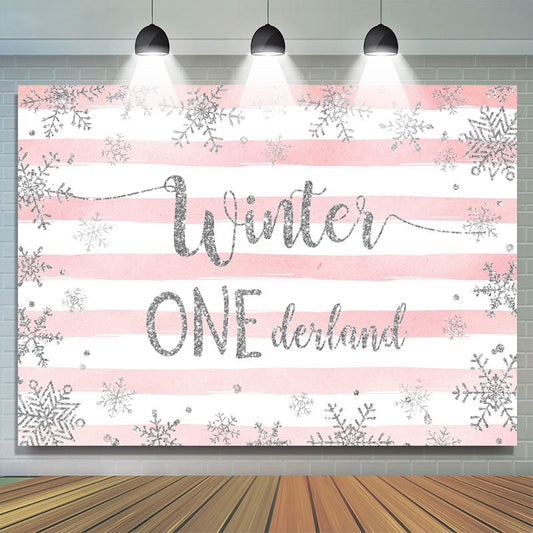 Lofaris Striped And Pink Winter 1 Decland Birthday Backdrop