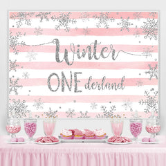 Lofaris Striped And Pink Winter 1 Decland Birthday Backdrop