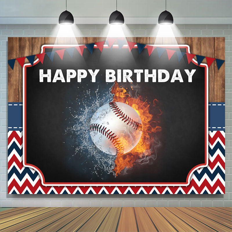 Lofaris Strong Baseball Flag Happy Birthday Party Backdrop