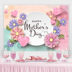 Lofaris Succulent And Pink Hearts Happy Mothers Day Backdrop