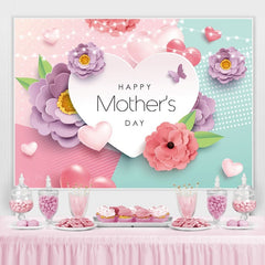 Lofaris Succulent Glitter Pink Heart Happy Mothers Day Backdrop