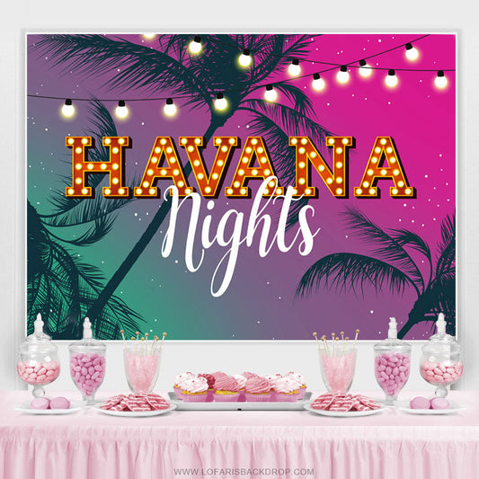 Lofaris Summer Birthday Happy Havana Nights Backdrop Banner