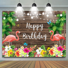 Lofaris Summer Flamingo Butterfly Birthday Photo Backdrop for Decor