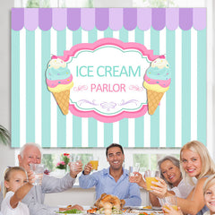 Lofaris Summer Ice Cream Parlor Candy Land Birthday Backdrop