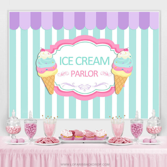 Lofaris Summer Ice Cream Parlor Candy Land Birthday Backdrop