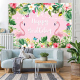 Load image into Gallery viewer, Lofaris Summer Pink Tropical Flower Flamingos Birthday Backdrop