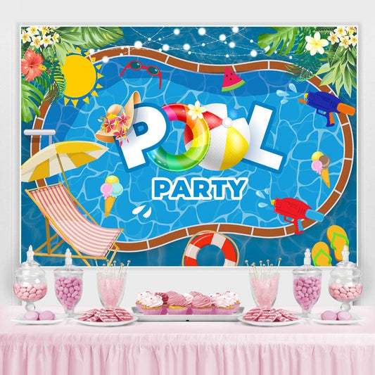Lofaris Summer Pool Party Photoshoot backdrop Swim Water Wave
