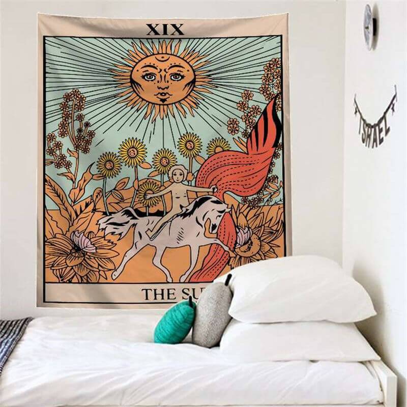 Lofaris Sun And Horse Floral Landscape Novelty Wall Tapestry