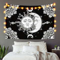 Lofaris Sun And Moon Black White Bohemian Custom Tapestry