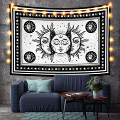 Lofaris Sun And Moon Black White Mandala Wall Tapestry