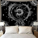 Load image into Gallery viewer, Lofaris Sun And Star Moon Abstract Black White Wall Tapestry