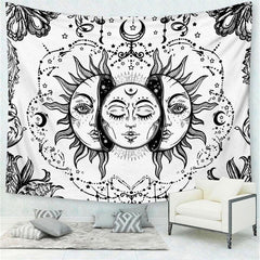 Lofaris Sun Black And White Divination Mandala Wall Tapestry