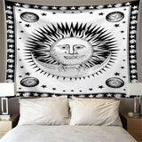 Load image into Gallery viewer, Lofaris Sun Moon Black And White Bohemian Abstract Wall Tapestry
