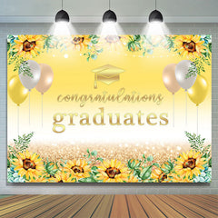 Lofaris Sunflower And Balloons Congratulation Graduate Backdrop