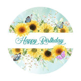 Load image into Gallery viewer, Lofaris Sunflower And Butterfly Circle Happy Birthday Backdrop