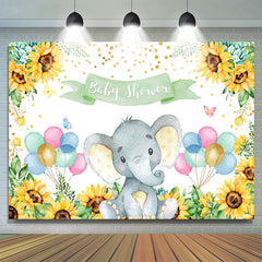 Lofaris Sunflower Baby Elephant Balloon Shower Backdrop
